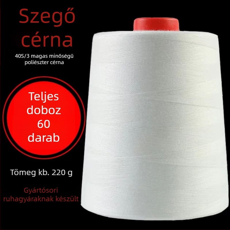 Varrócérna, nagy tekercs, 100% fényes poliészter, magas sebességű varráshoz – alkalmas ruházatra és quiltelésre