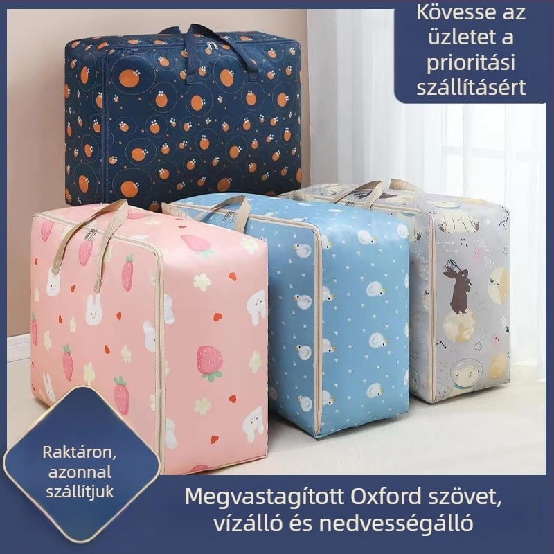 Vízálló tároló táska paplanok és ruhák számára, Oxford anyagból, többfunkciós