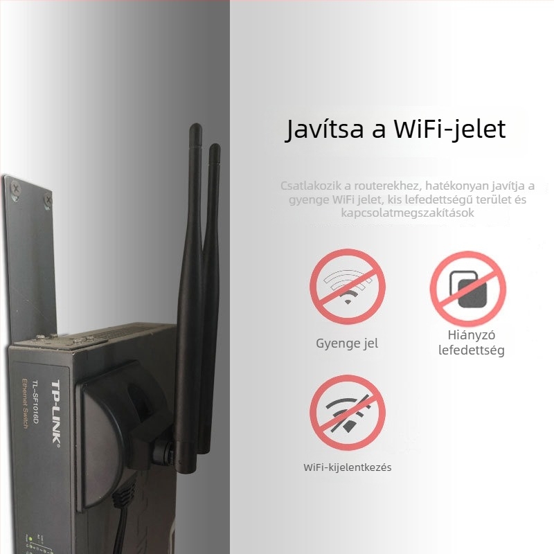 Duál‑bandos vezeték nélküli antenna 2.4 GHz/5.8 GHz, 10 dBi nyereség, SWR ≤ 1.8, asztali vákuumos tartóval, WiFi és Bluetooth számára