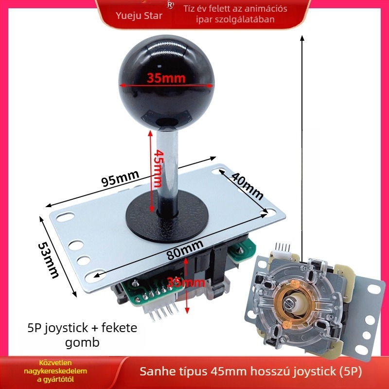 Sanhe-stílusú arcade joystick, vezetékes, 5P/8P interfész, vasból készült konstrukció, arcade harci gépekhez