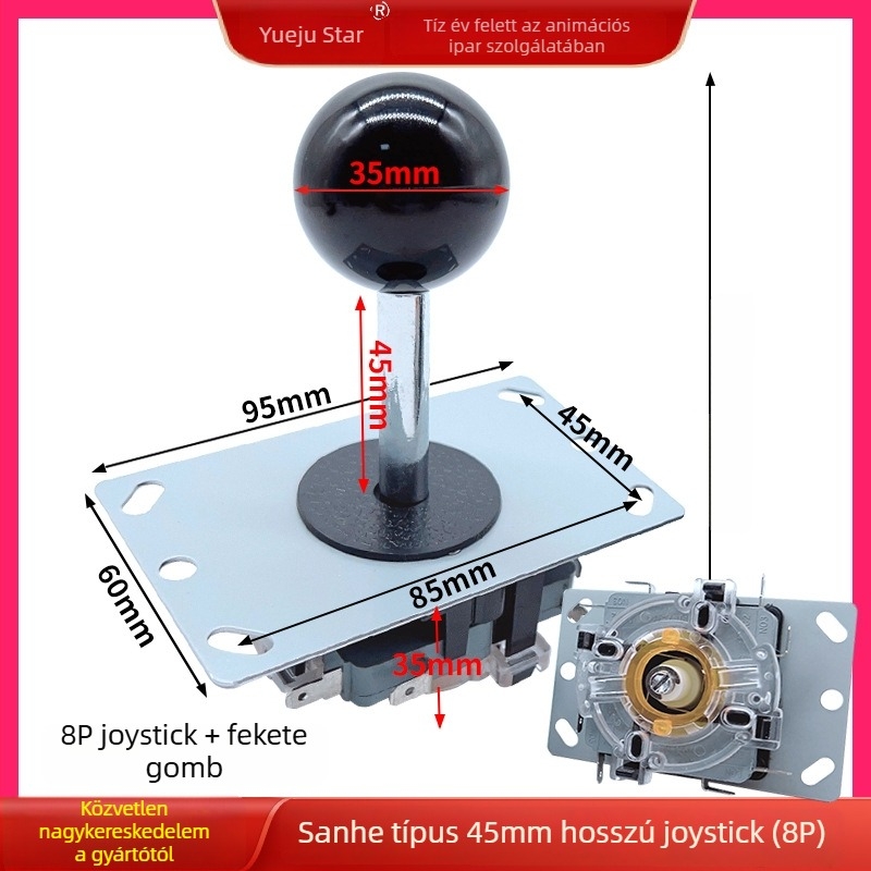 Sanhe-stílusú arcade joystick, vezetékes, 5P/8P interfész, vasból készült konstrukció, arcade harci gépekhez