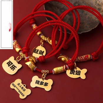 Állati anti-eltűnés nyaklánc koi gravírozással, gyanta anyagú, macskák számára, hercegnő-stílus