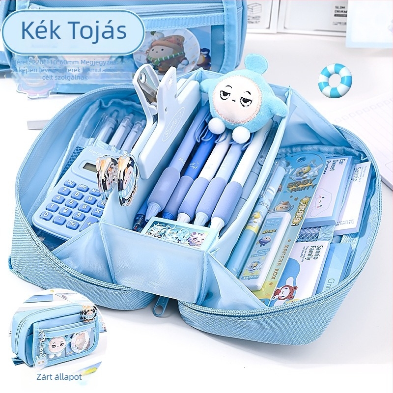 Twiale Tianyu vászon tolltartó – uniszex, koreai stílusú irodai kellékek táska, nagy kapacitású