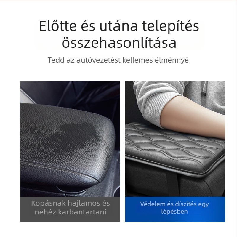 Autó karfához középső párna — univerzális, pamut + PU bőr, csúszásmentes, testreszabható