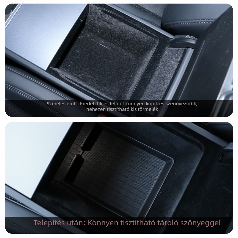 Tesla Model 3/Y központi konzol karfás tároló alsó padja – vízálló TPE betét