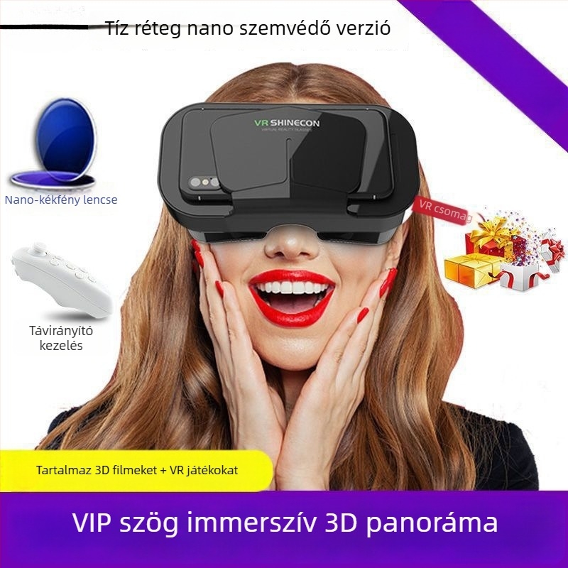 VR szemüveg – Mély 3D headset okostelefonhoz, otthoni mozi • Kijelző: 32, Felbontás: No Screen, Okos hordozható eszköz