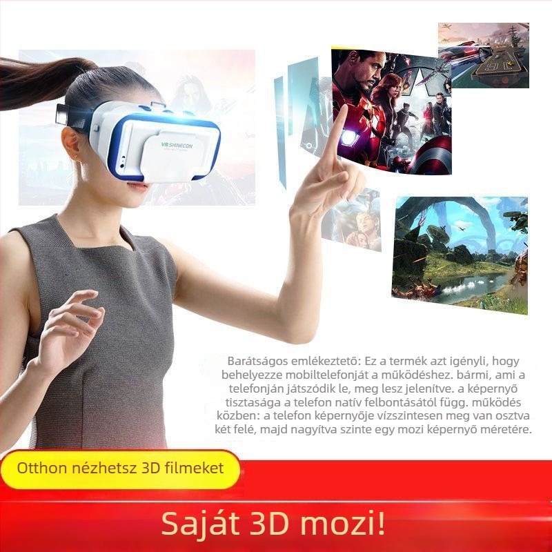 VR szemüveg, 3D sztereoszkópikus mozi, virtuális valóság, panorámai merülés, okostelefonhoz