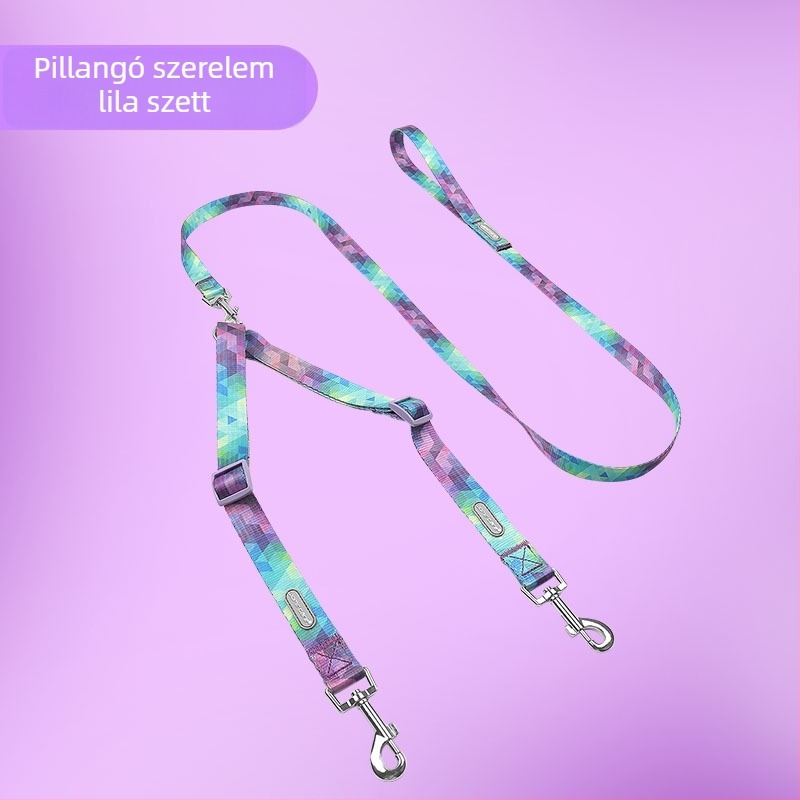 Két kutyát egyszerre sétáltató, dupla végű póráz, kis- és nagytestű ebekhez.