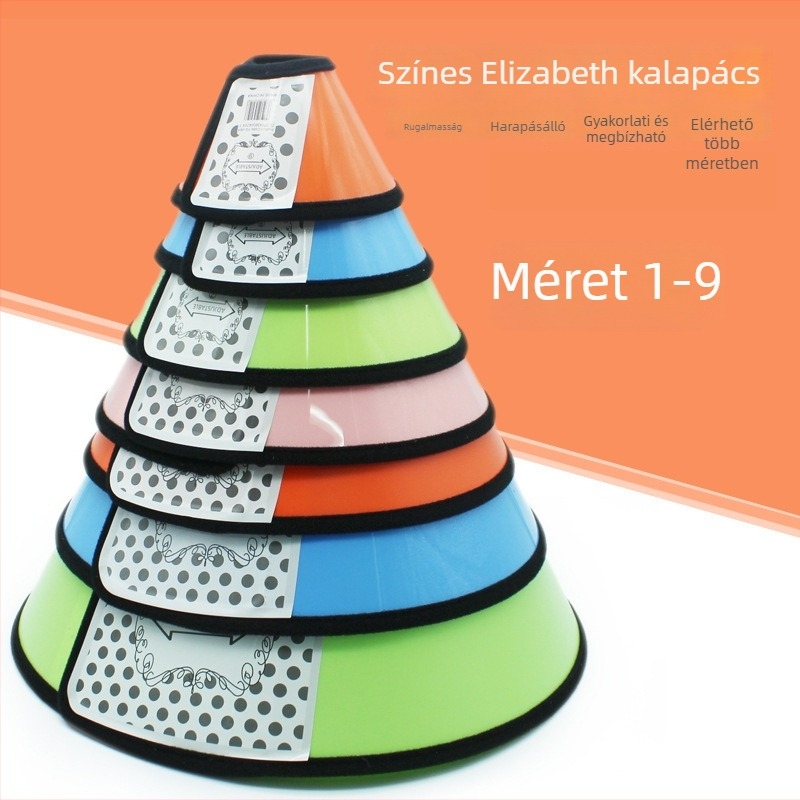 Hartley műanyag fejvédő – Elizabethán gallér háziállatok számára, kutyáknak és macskáknak, Monokróm minta, Lazító stílus, Általános használat, Védelem harapás, nyalogatás és karcolás ellen