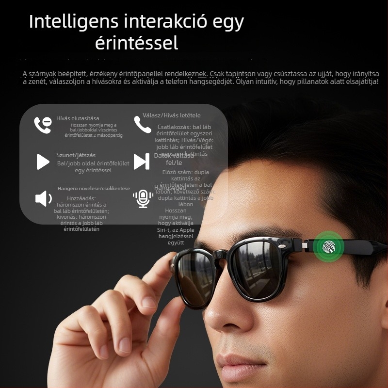 H06 okos szemüveg fordítással, zenével és hívásokkal; érintéses vezérlés; PC+ABS anyag