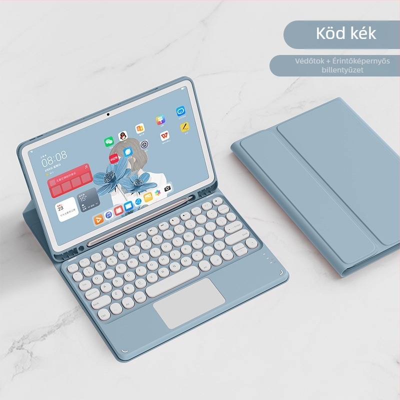 iPad táblagép védőtok Bluetooth billentyűzettel és érintőpaddal – iPad tabletta sorozat számára; Bluetooth interfész; Vezeték nélküli billentyűzet; érintőpad; Ergonomikus kialakítás