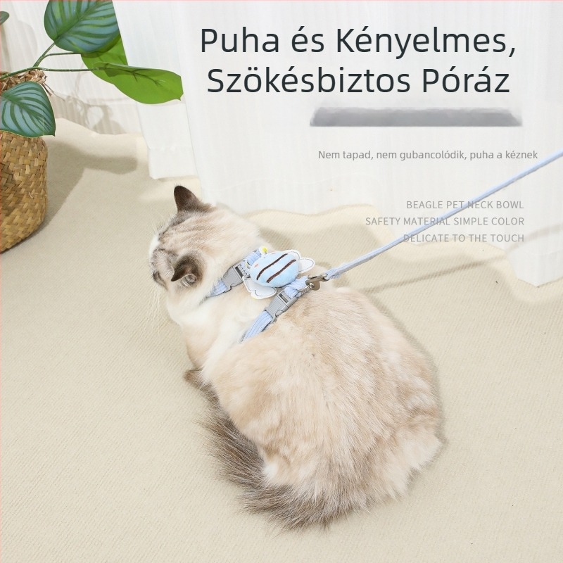 Little Bee macskahám és póráz, anti-kiugrás, I-alakú, állítható mellkas- és hátsó pánttal