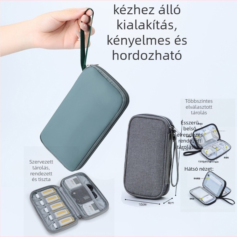 Adatkábeltároló táska, kocka alakú, Oxford anyagból, modell 1243, többfunkciós