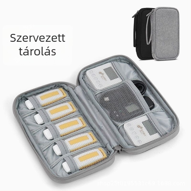 Adatkábeltároló táska, kocka alakú, Oxford anyagból, modell 1243, többfunkciós