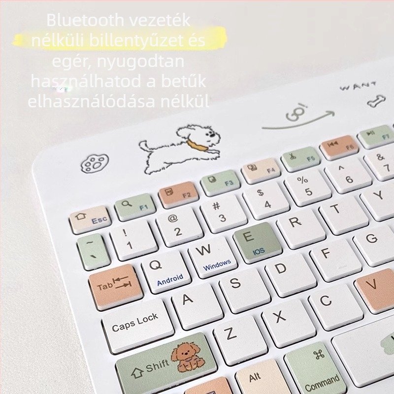 Vezeték nélküli Bluetooth tablet billentyűzet Apple iPad, Huawei MatePad Air 12 és Xiaomi Pad7-hez, ergonómiai támogatással