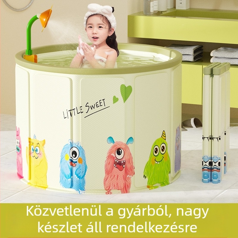 Összecsukható babafürdő kád, vastag PVC fürdőmedence otthoni használatra, téli teljes testfürdés
