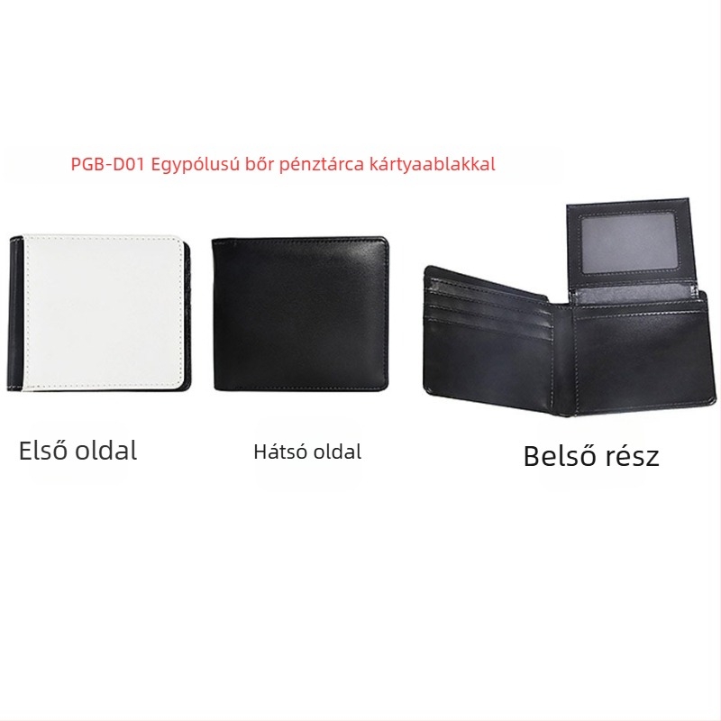 PU bőr pénztárca kártya- és érme tartóval, szublimációra kész felület, mindennapi használat