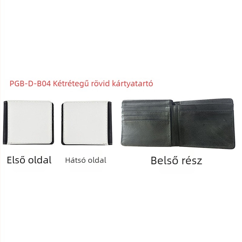 PU bőr pénztárca kártya- és érme tartóval, szublimációra kész felület, mindennapi használat