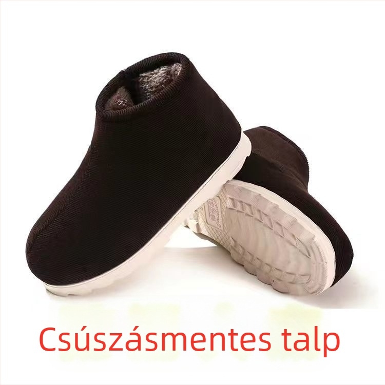 Uniszex pamut házipapucs, vastag talppal, etnikus stílusban, csúszásmentes és kopásálló télre