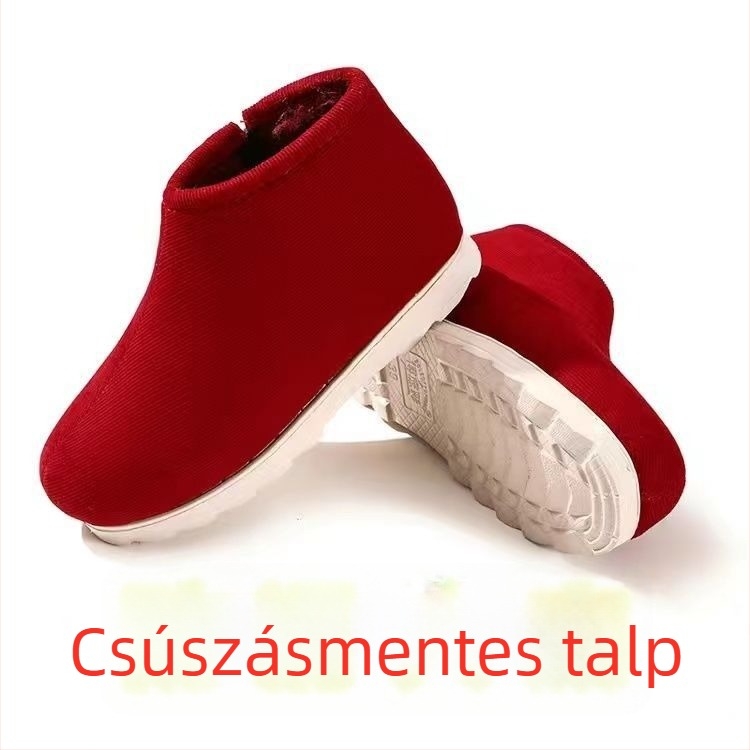 Uniszex pamut házipapucs, vastag talppal, etnikus stílusban, csúszásmentes és kopásálló télre