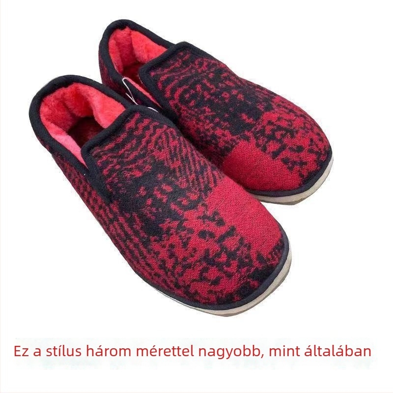 Uniszex pamut házipapucs, vastag talppal, etnikus stílusban, csúszásmentes és kopásálló télre