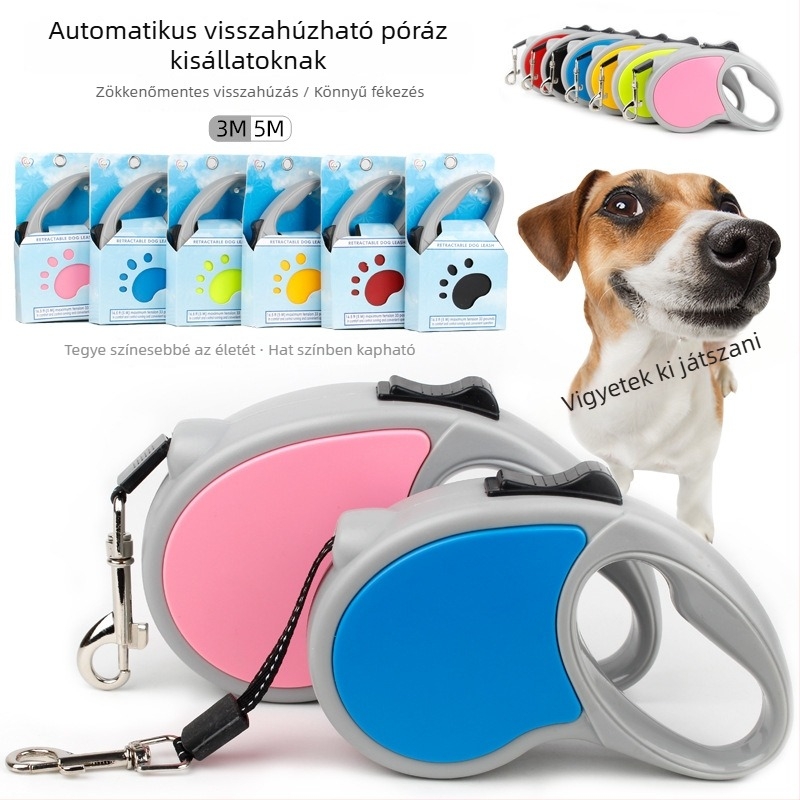 Kutyapóráz, behúzható, hordozható mellkasi hám, állítható