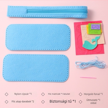 Kézzel készített rajzfilmfigurás tolltartó óvodásoknak, DIY varráskészlet, textil anyag, alkalmas 4–6 éveseknek