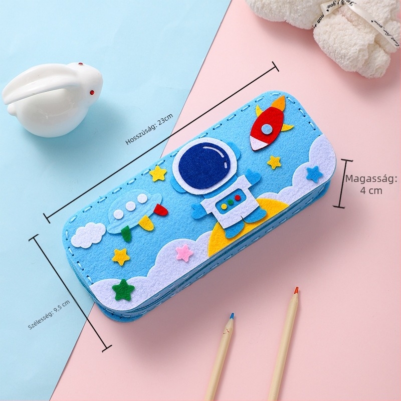 Kézzel készített rajzfilmfigurás tolltartó óvodásoknak, DIY varráskészlet, textil anyag, alkalmas 4–6 éveseknek