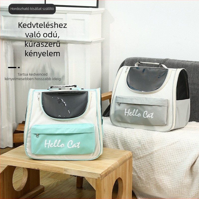 PVC anyagú átlátszó kisállat táska/box, lélegző, hordozható, közepes merevségű