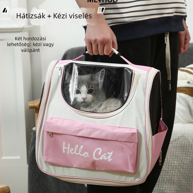PVC anyagú átlátszó kisállat táska/box, lélegző, hordozható, közepes merevségű