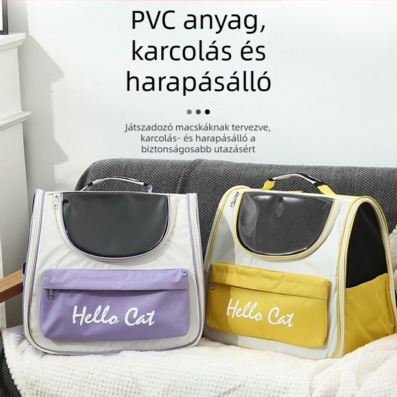 PVC anyagú átlátszó kisállat táska/box, lélegző, hordozható, közepes merevségű