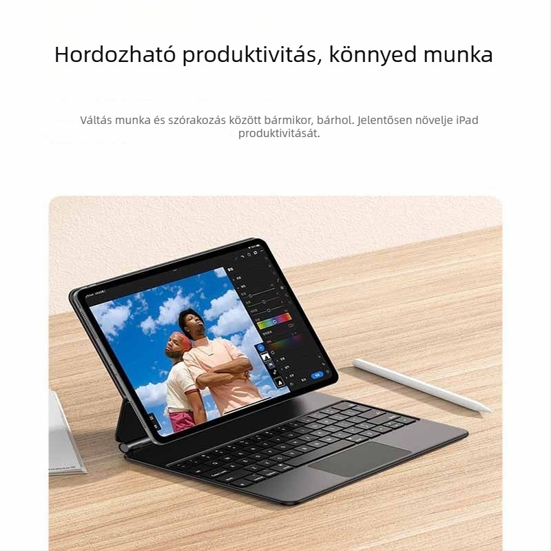 Bluetooth mágneses billentyűzet iPadhez, 11 hüvelykes, 2025-ös modell, kompatibil az iPad Air 7 és az iPad 11. generációjával