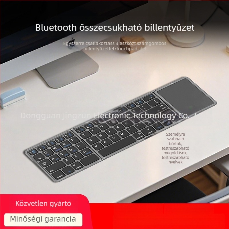 X30c Hordozható Bluetooth Összecsukható Billentyűzet Érintőpaddal, Numerikus Billentyűzettel és Bal/Jobb Kattintás – Vezeték Nélküli, Újratölthető