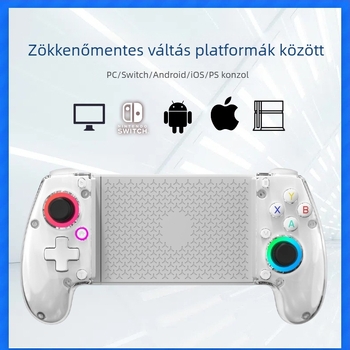 Hosszabbítható játékkontroller telefonokra és táblagépekre – azonnal hordozható konzollá válik; Bluetooth, Type-C, vibráció, ABS; kompatibil Androiddal, iOS-sel, Switch-szel, PC-vel; Modell G8+