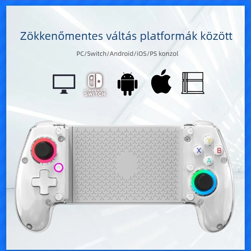 Hosszabbítható játékkontroller telefonokra és táblagépekre – azonnal hordozható konzollá válik; Bluetooth, Type-C, vibráció, ABS; kompatibil Androiddal, iOS-sel, Switch-szel, PC-vel; Modell G8+