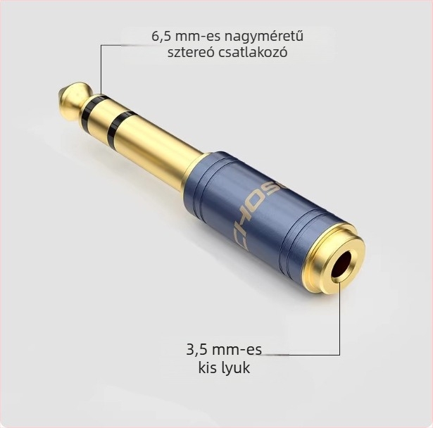 Akihabara 6,5 mm-től 3,5 mm-ig audio adapter gitárhoz, billentyűzethez, mikrofonhoz, fejhallgatóhoz – modell QD2022/QD2023