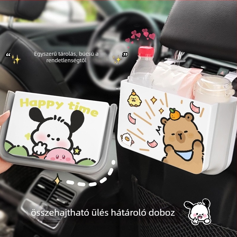 Autóülés hátsó támla tároló doboz, összecsukható, vízálló és nyomásálló, műanyag, univerzális