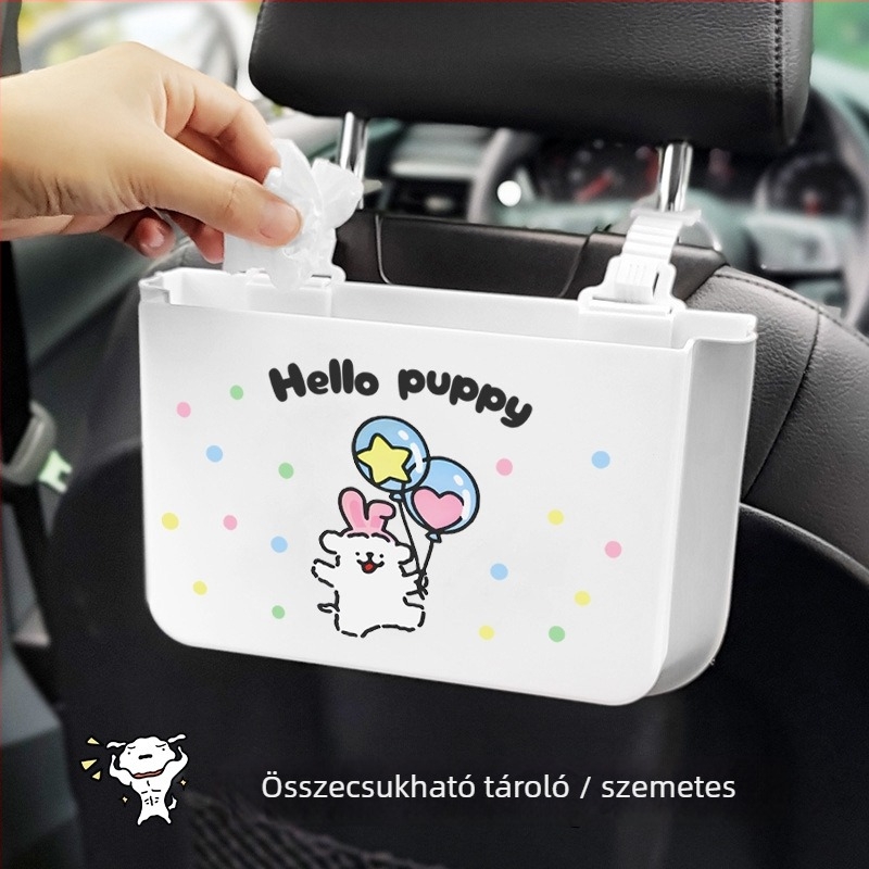 Autóülés hátsó támla tároló doboz, összecsukható, vízálló és nyomásálló, műanyag, univerzális