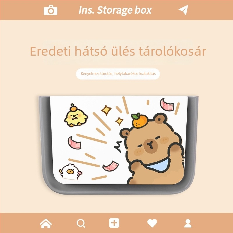 Autóülés hátsó támla tároló doboz, összecsukható, vízálló és nyomásálló, műanyag, univerzális