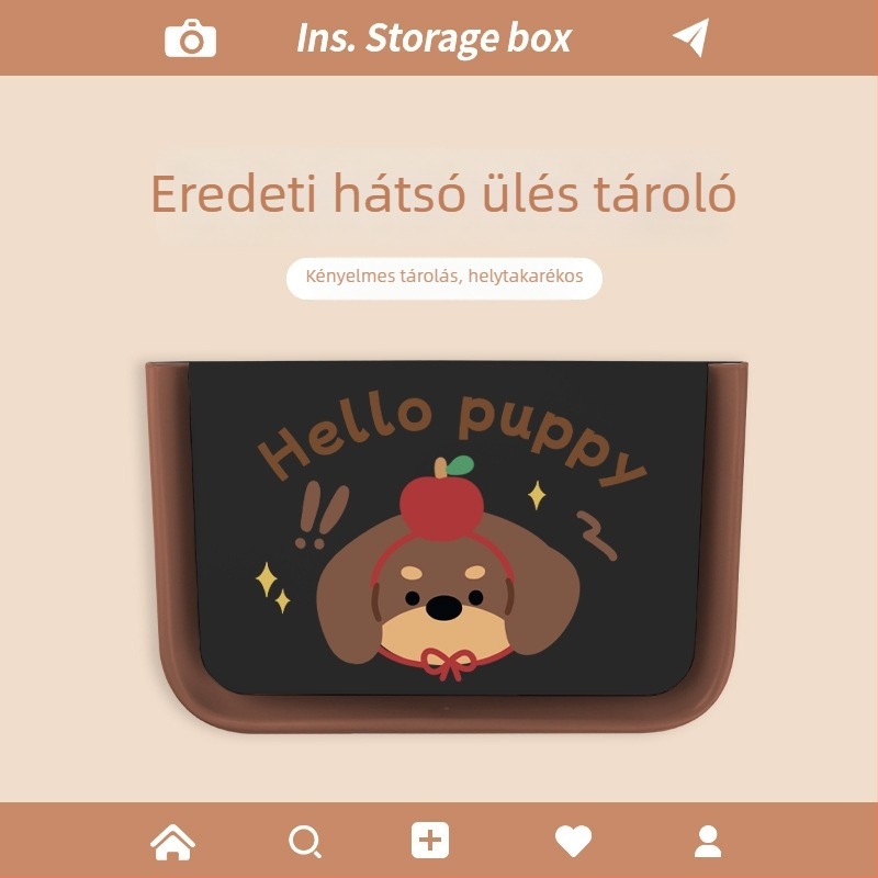 Autóülés hátsó támla tároló doboz, összecsukható, vízálló és nyomásálló, műanyag, univerzális