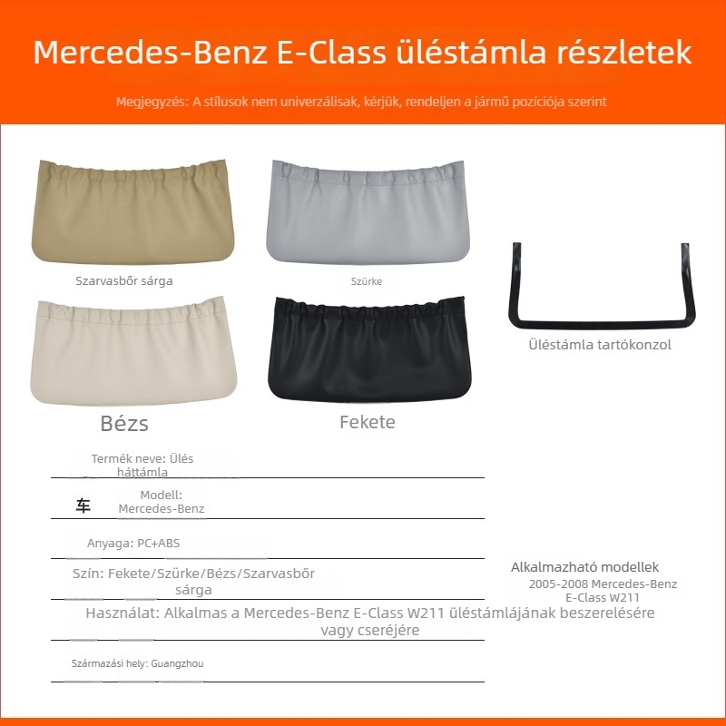 Mercedes-Benz E-Class hátsó ülés tároló zsebbel és klipsz készlettel
