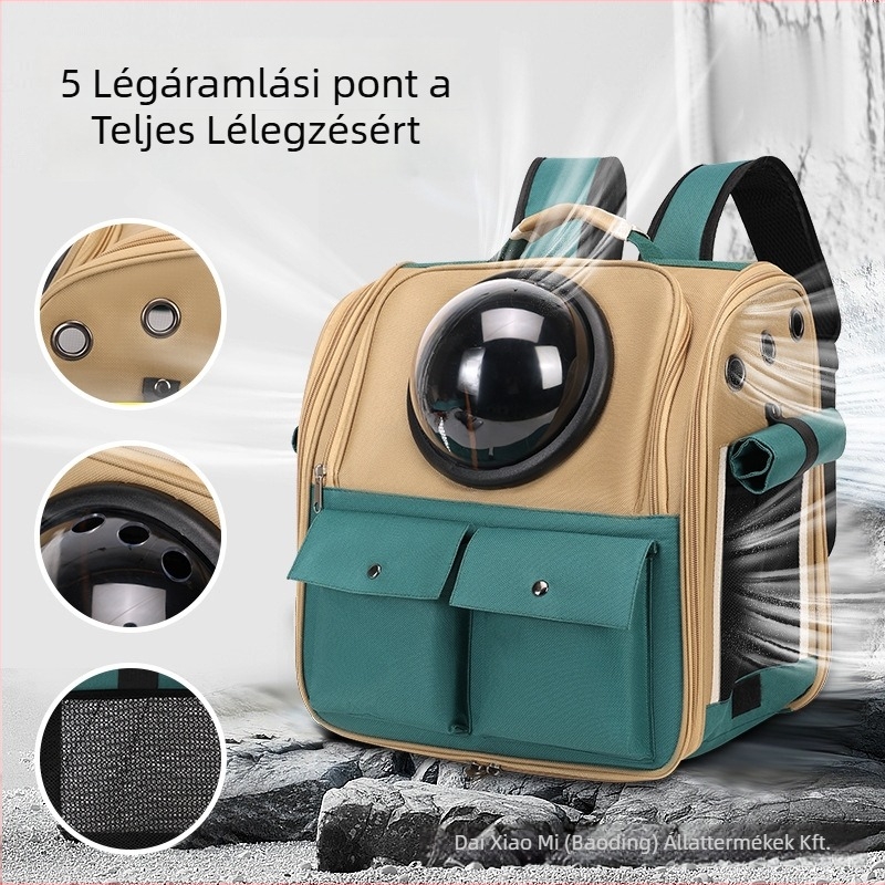 Kisállat szállító hátizsák - Nylon, űrkapszula dizájn, összehajtható és légáteresztő, kapacitás 15