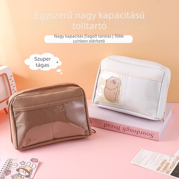12 rétegű tolltartó vászonból, nagy kapacitású, koreai/Instagram stílusú