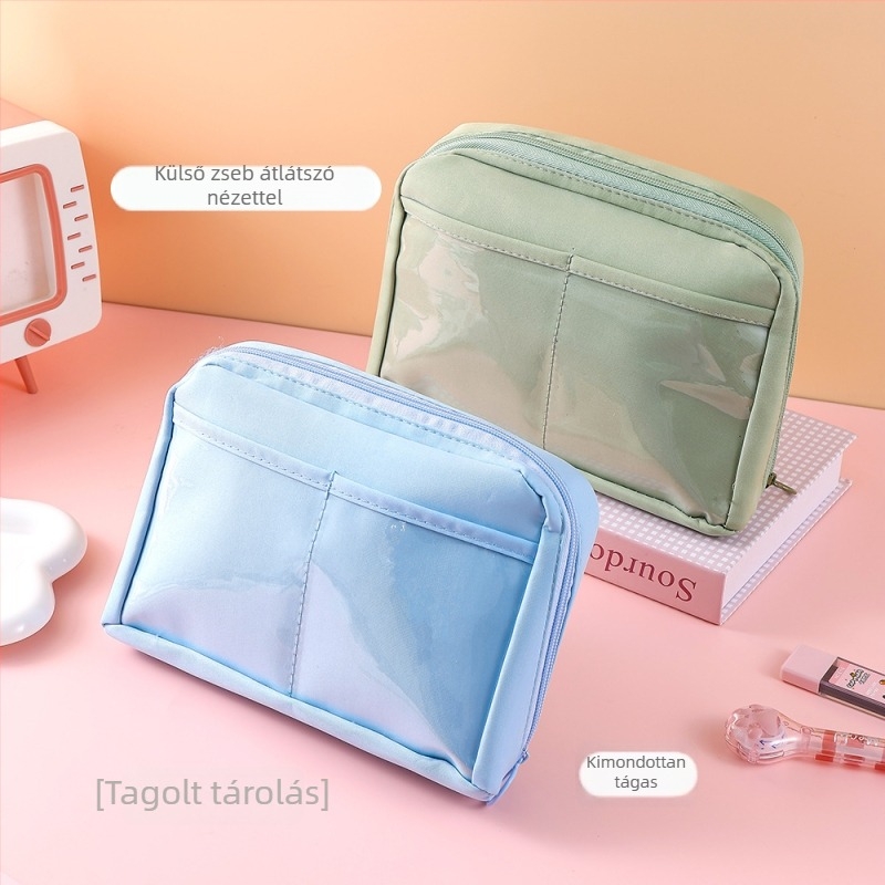 12 rétegű tolltartó vászonból, nagy kapacitású, koreai/Instagram stílusú