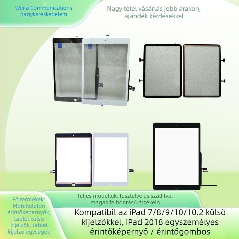 Csere érintőképernyő-panel iPad 7–10 generációhoz (2018), kompatibilis az 1–3. generációval