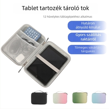 12 hüvelykes tabletatároló táska cipzárral, védő hordozható tok iPadhez