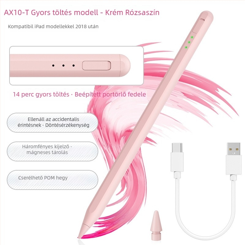 AX10T Stylus iPadhez — iPad-kompatibilis, egyedi feldolgozás rajzok szerint, töltőkábel a csomagban