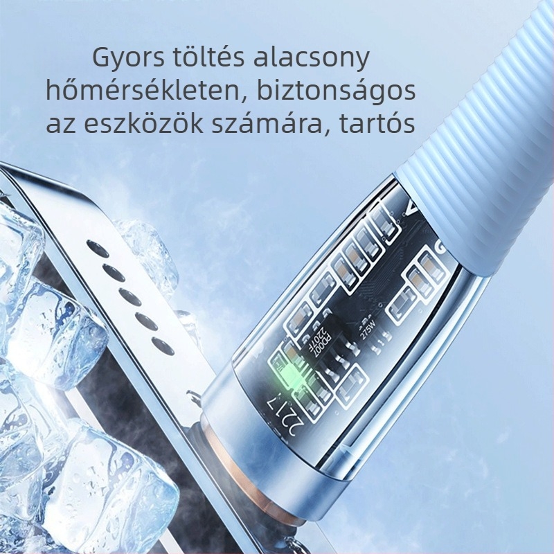 66W gyors töltésű, több interfész USB-C/Lightning/Micro USB adatkábel, átlátszó kötött, PD támogatás, hossza 1–2 m, LED indikátor