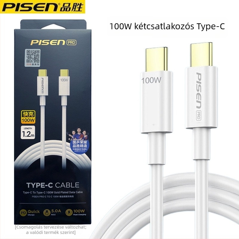 Pisen USB-C gyorstöltő kábel, 1,2 m, PD 60W, PVC