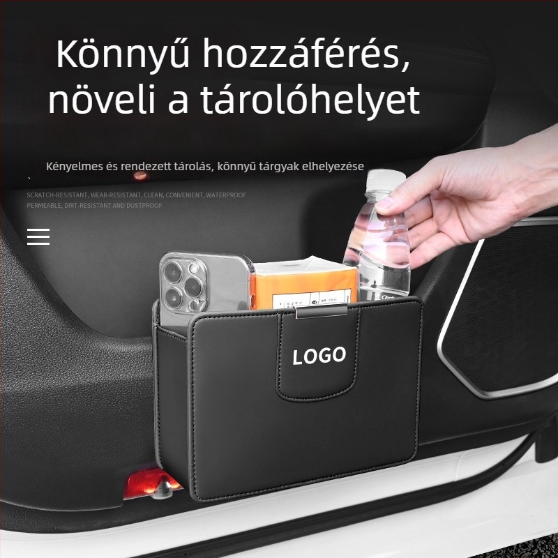 Autóülés hátsó részéhez függő tárolódoboz szemetes és pohár tartóval — vízálló, nyomásálló, testre szabható